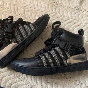 EUC Call it Spring Black & Silver High Top Sneakers